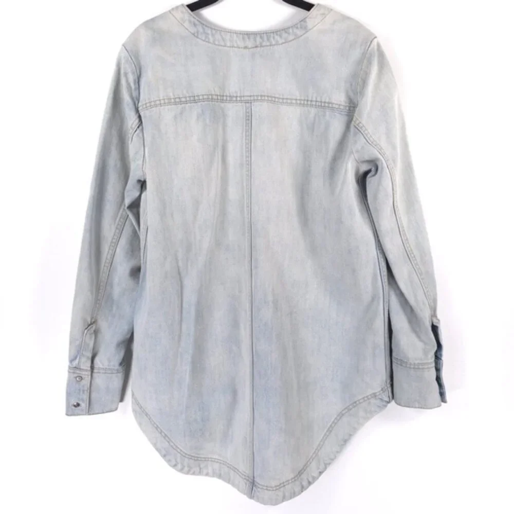 Free People Denim Pullover Neopolitan Dreams Blue Sky Surfer Hippie Lace‎ Up S/P